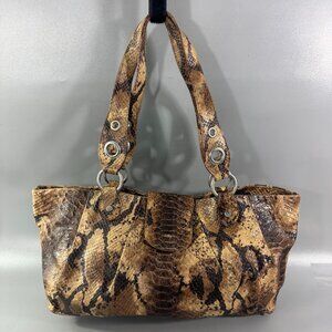 CLAUDIA FIRENZE HANDBAG MADE IN ITALY - SNAKESKIN PRINT LEATHER HANDBAG
